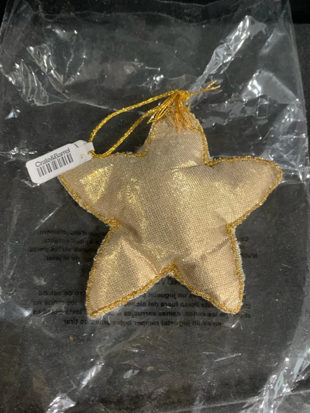 Crate And Barrel Star Shaped Felt Holiday Ornament White New With Tags